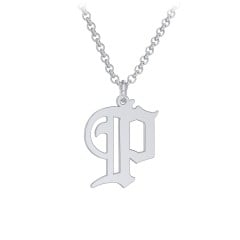Men's Gothic Initial Pendant Necklace - P