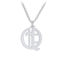 Men's Gothic Initial Pendant Necklace - Q in 925 Sterling Silver