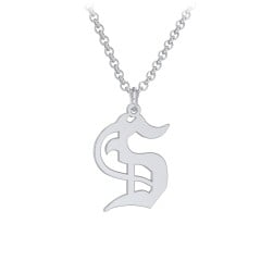 Men's Gothic Initial Pendant Necklace - S