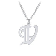 Men's Gothic Initial Pendant Necklace - V
