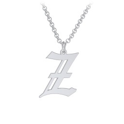 Men's Gothic Initial Pendant Necklace - Z in 925 Sterling Silver