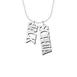 Men's Personalised Vertical 2 Name Necklace in 925 Sterling Silver