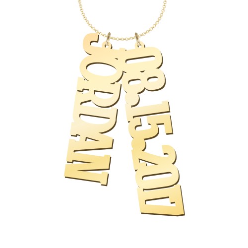 Men's Personalised Vertical 2 Name Necklace
