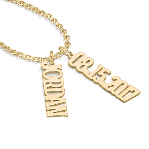 Men's Personalised Vertical 2 Name Necklace