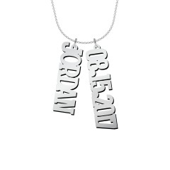 Men's Personalised Vertical 2 Name Necklace – Sterling Silver
