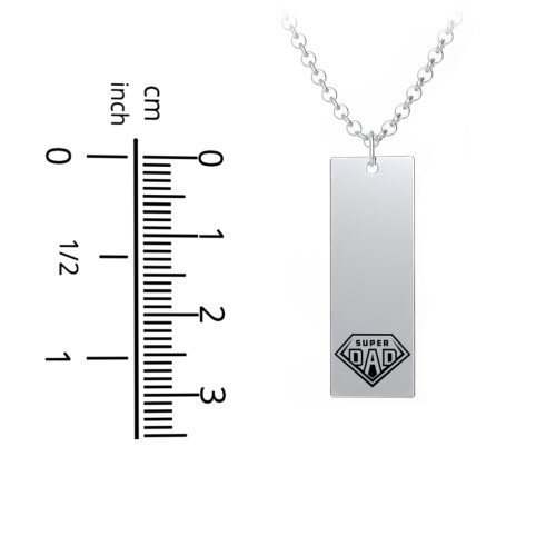 Men's Engravable SUPER DAD Long Tag Necklace