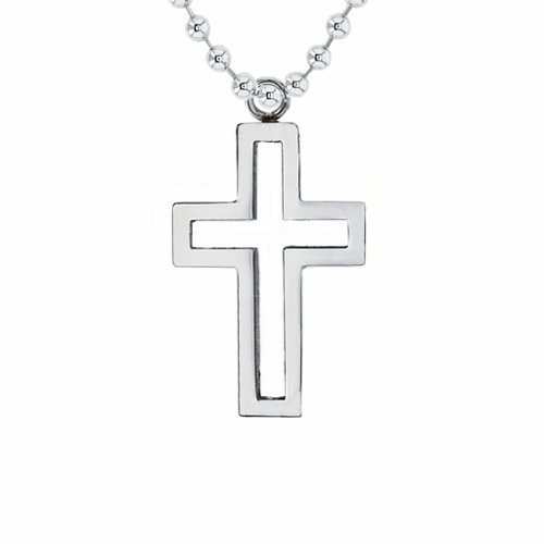 Stainless Steel Cross Necklace With Cutout Centre – Stainless Steel
