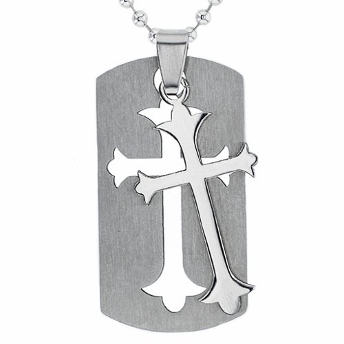 Stainess Steel Necklace With Centre Cross Design