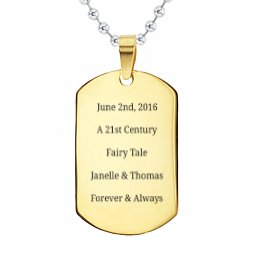 Engravable Gold-Plated Dog Tag Necklace in Stainless Steel