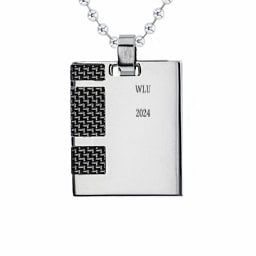 Stainless Steel Dog Tag Necklace With Black Carbon Inlay