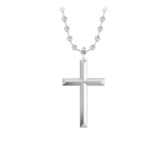 Men’s Engravable Knife Edge Silver Cross Pendant