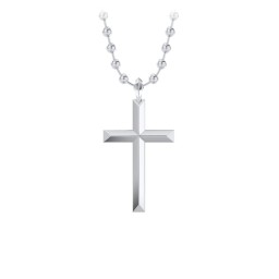 Men’s Engravable Knife Edge Silver Cross Pendant in 925 Sterling Silver