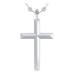 Men’s Engravable Knife Edge Silver Cross Pendant
