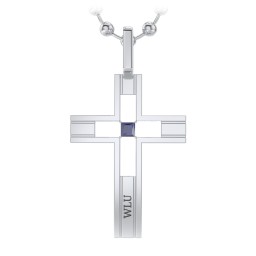 Men’s Engravable Cut-out Silver Cross Pendant