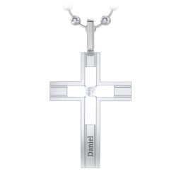 Men’s Engravable Cut-out Silver Cross Pendant