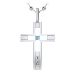 Men’s Engravable Cut-out Silver Cross Pendant