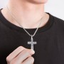 Men’s Silver Geometric Cross Pendant with Birthstone