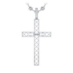 Men’s Engravable Geometric Silver Cross Pendant