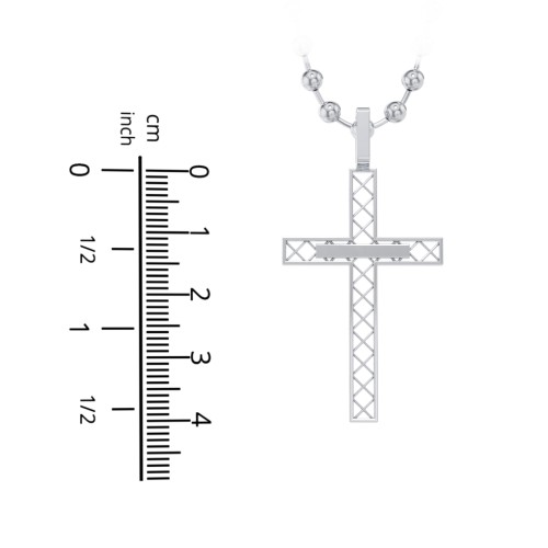 Men’s Engravable Geometric Silver Cross Pendant – Sterling Silver