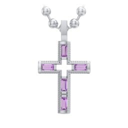 Men’s Baguette Birthstone Cross Pendant
