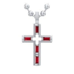 Men’s Baguette Birthstone Cross Pendant