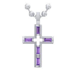 Men’s Baguette Birthstone Cross Pendant
