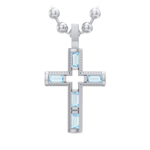 Men’s Baguette Birthstone Cross Pendant