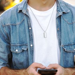 Men’s Engravable Diagonal Grooved Pendant