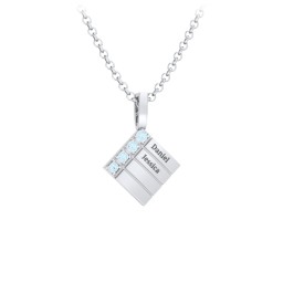 Men’s Engravable 4-Stone Pendant in 925 Sterling Silver with Blue Topaz