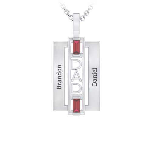 Men’s Engravable 2-Stone “Dad” Pendant