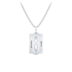 Men’s Engravable 2-Stone “Dad” Pendant – Sterling Silver with Citrine