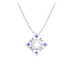 Men's Floating Square Pendant Necklace With Birthstones