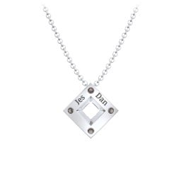 Men's Floating Square Pendant Necklace With Birthstones