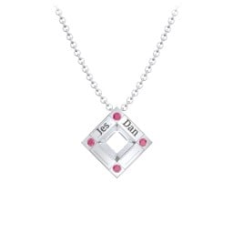 Men's Floating Square Pendant Necklace With Birthstones
