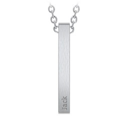 Men’s Engravable Vertical 3D Bar Necklace in Stainless Steel