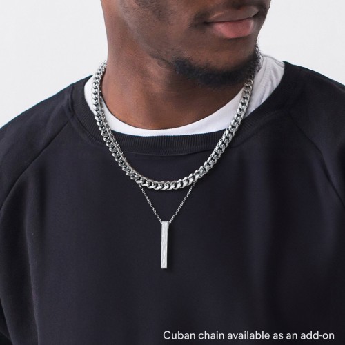 Men’s Engravable Vertical 3D Bar Necklace – Stainless Steel