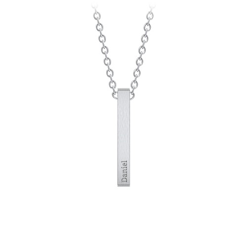 Men’s Engravable Vertical 3D Bar Necklace – Stainless Steel