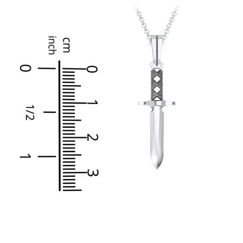 Men’s Engravable Dagger Necklace – Sterling Silver