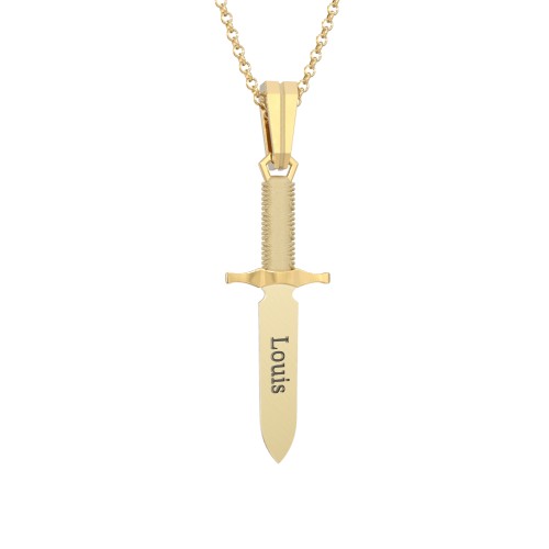 Men’s Engravable Dagger Necklace – 9kt Yellow Gold