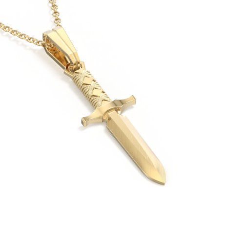 Men’s Engravable Dagger Necklace – 9kt Yellow Gold