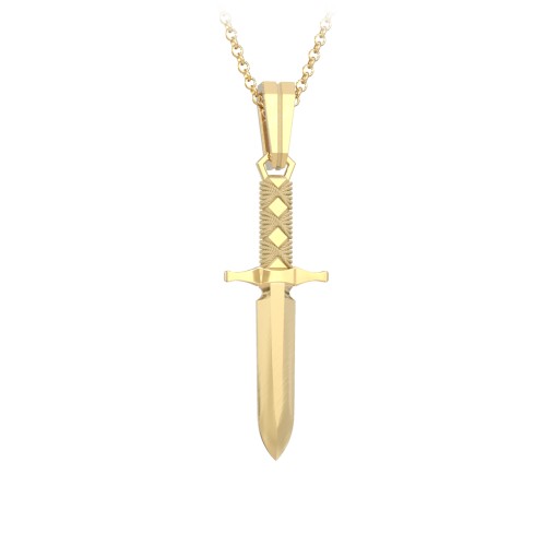 Men’s Engravable Dagger Necklace – 9kt Yellow Gold