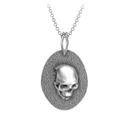 Men's Engravable Ancient Skull Necklace in 925 Sterling Silver