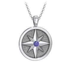 Men's Engravable North Star Disc Necklace with Gemstone