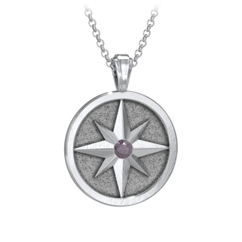 Men's Engravable North Star Disc Necklace with Gemstone – Sterling Silver with Alexandrite