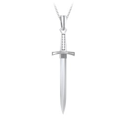 Men's Engravable Sword Necklace with Accent Stones