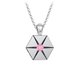 Men's Engravable Starburst Hexagon Necklace with Gemstone