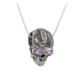 Men's Engravable Skull Necklace with Gemstone Eyes