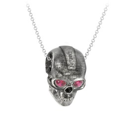 Men's Engravable Skull Necklace with Gemstone Eyes