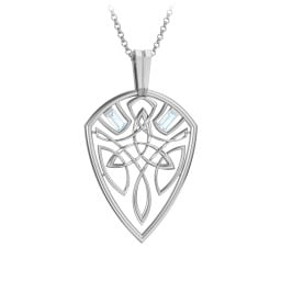 Men's Celtic Shield Necklace with Baguette Gemstones