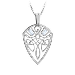 Men's Celtic Shield Necklace with Baguette Gemstones